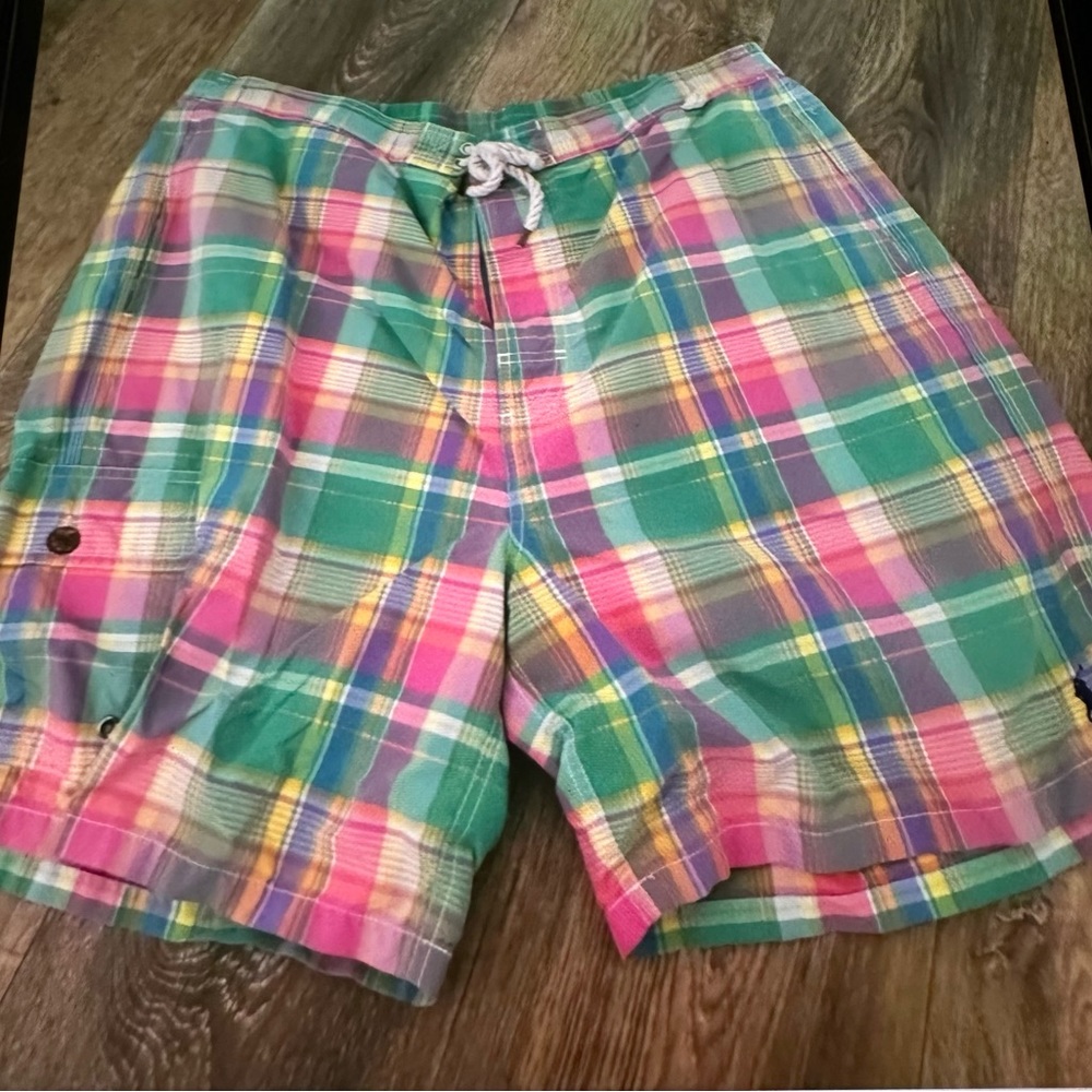 Polo Ralph Lauren Plaid Cargo Swim Shorts